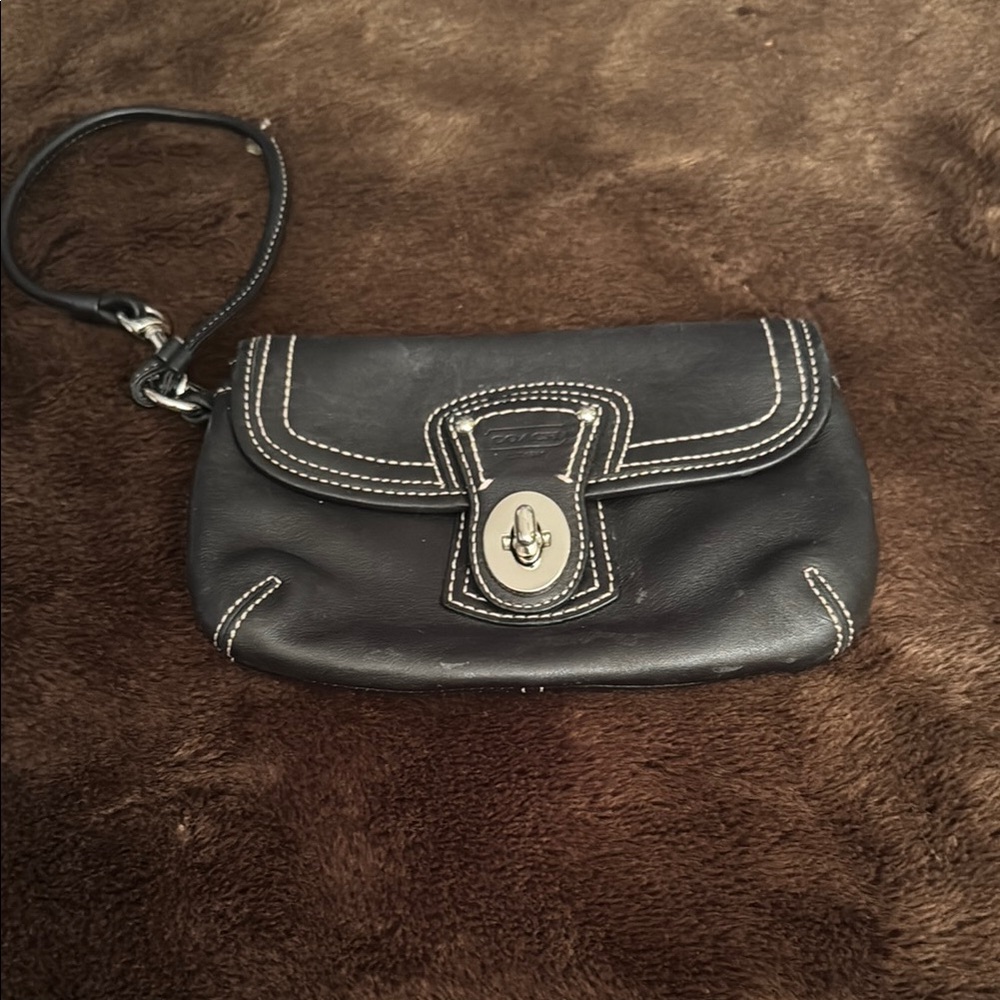Black Leather Wristlet
